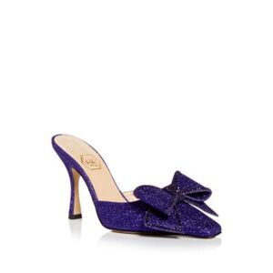 NALEBE Womens Purple Dimante Toe Stiletto Slip On Heeled Mules Shoes 38.5